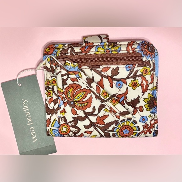 Vera Bradley Women's Cotton Small Tab Wallet, Marrakesh Vines Cream - Picture 2 of 4